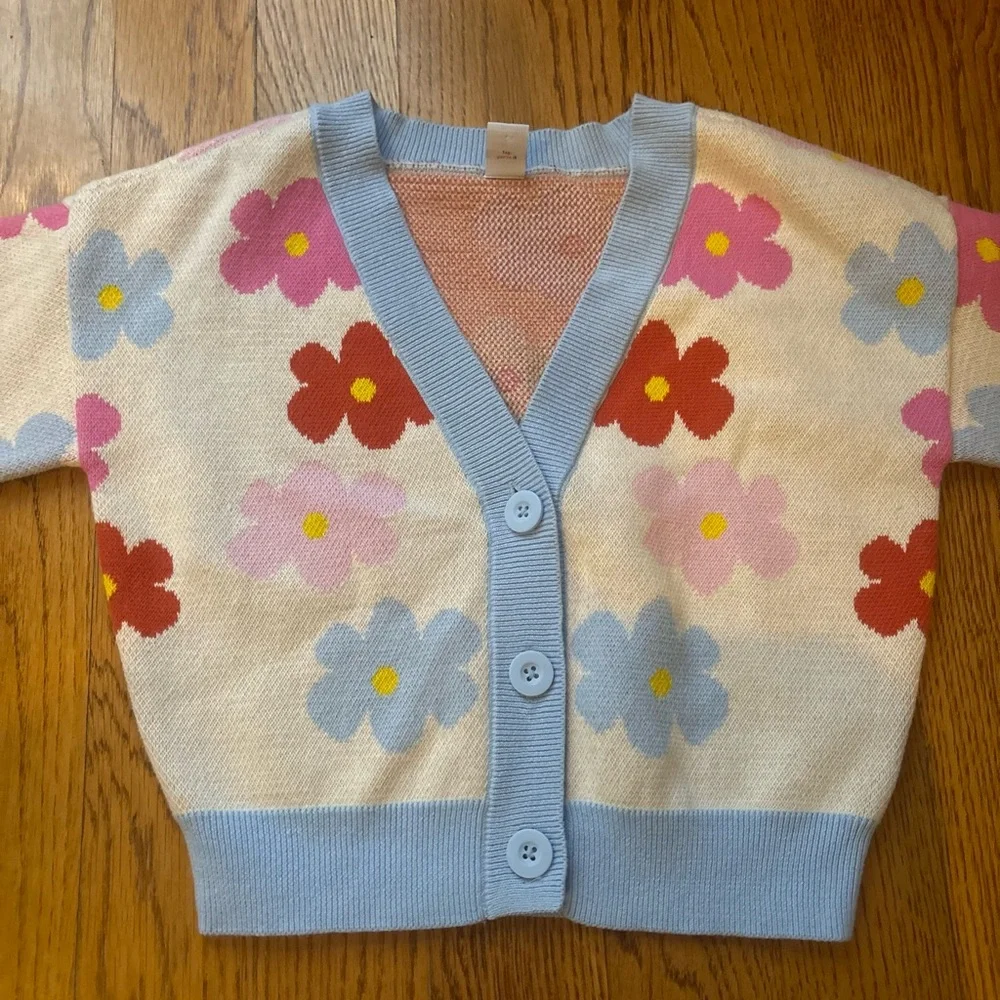 Old Navy Floral Kids Sweater - Blue, Red, Pink, Yellow Girls Size 6